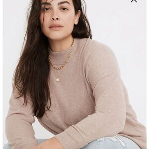 Madewell Ashbury Mock Neck Lightweight Tan Wool Alpaca Blend Sweater NWT